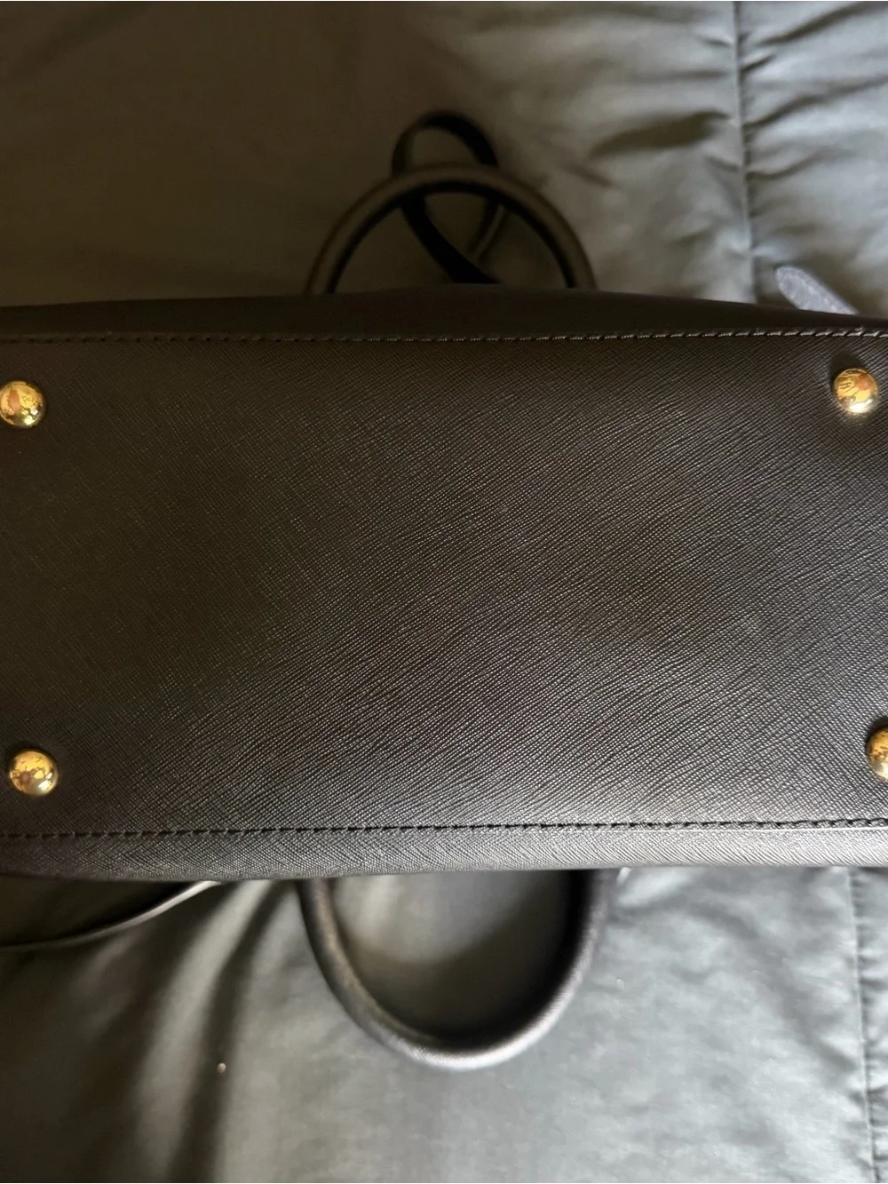 Michael Kors Black Leather Satchel with Gold Hardware